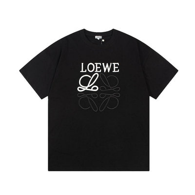 Leann代購~LOEWE 羅意威 春夏新款精工拼色字母LOGO刺繡短袖T恤