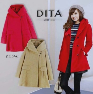 全新吊牌  DITA專櫃  紅色羊毛 大衣/外套  M號