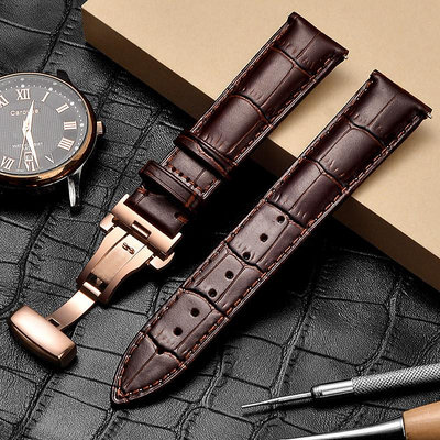 適配天梭手錶配件1853杜魯爾系列T099男錶真皮皮帶真皮錶帶21mm
