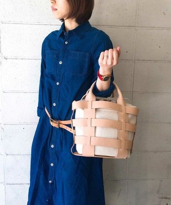 ｜The Dood Life｜TIDEWAY LEATHER MESH TOTE / 牛革編織 帆布手提野餐包