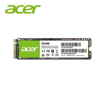 宏碁 ACER FA100 256GB M.2 固態硬碟 PCI-E Gen3.0x4 NVMe【公司貨五年保 256G