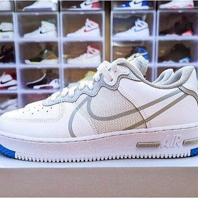 【流行潮品】Nike Air Force 1 React 白藍 休閒 板球 CT1020-100慢跑鞋