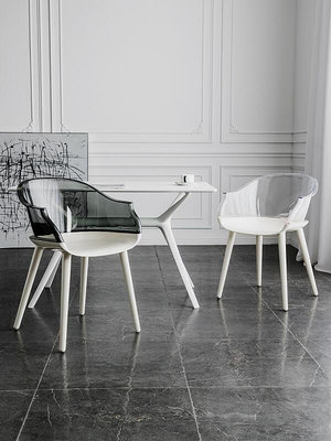 現貨 ：北歐創意透明椅代簡約塑料餐椅設計師亞克力椅店靠背椅