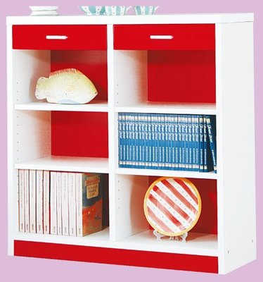 居家收納的好幫手 高級書櫃 置物櫃 3x3尺紅白心情書櫥（7）屏東市 廣新家具行