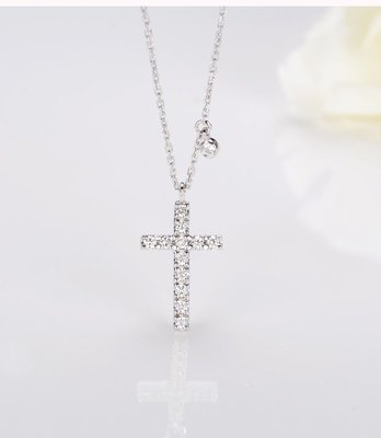 【馬格斯珠寶】18k 十字架造型鑽石墜鍊  低調高貴十字架 清新唯美鑽石款 專櫃品質 215
