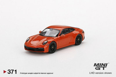 minigt 371 保時捷 992 Carrera 4S Porsche 橙色 1∶64 合金車模