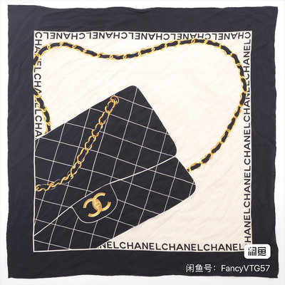 現貨  Chanel vintage 黑色包包造型方巾！