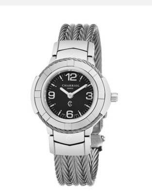 [永達利鐘錶] 瑞士 CHARRIOL 夏利豪 黑色面鋼索女錶 28mm / CE426S 640 A003免運費