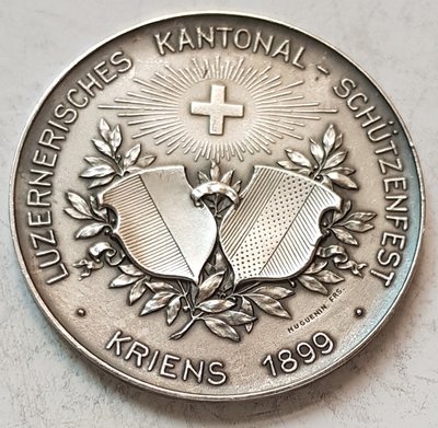 瑞士銀章 1899 Swiss Kriens Kantonal schuetzenfest Silver Medal