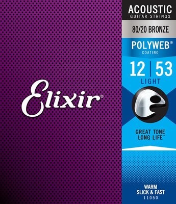 Elixir 11050 (12-53) 厚膜 POLYWEB 木吉他弦【硬地搖滾】全館$399免運！