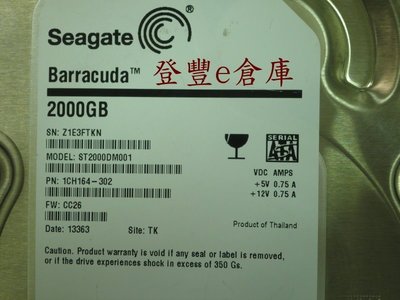 【登豐e倉庫】 YF72 Seagate ST2000DM001 2TB SATA3 硬碟 價不同