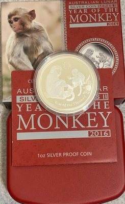 2016 澳洲 生肖 猴年 精鑄 銀幣 第二輪 Australia Lunar S2 Monkey 1 oz Proof Silver