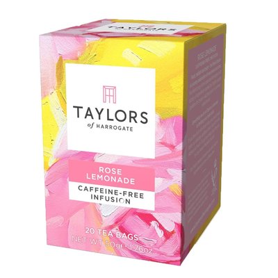 英國Taylors泰勒茶 -玫瑰檸檬風味茶 無咖啡因 茶包 ROSE LEMONADE 2.5g*20入/盒  -良鎂