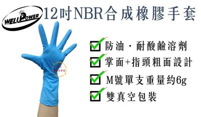 12吋(30cm)《藍色》NBR手套／合成橡膠手套／NBR合成橡膠／耐油手套／耐酸鹼手套／實驗室手套【伊豆無塵室耗材】