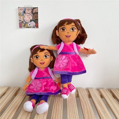 [現貨]美國卡通 愛探險的Dora 朵拉 刺繡 可以穿脫 毛絨公仔 玩偶 紫色背包 耳飾 手環 女孩 交換禮品 生日禮物