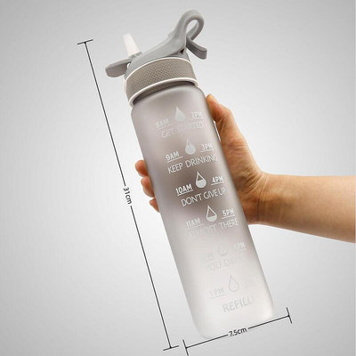 夏季噴霧水杯 tritan塑料太空杯 磨砂便攜吸管漸變色青年運動水壺