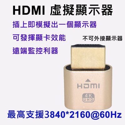 HDMI 虛擬顯示器 假負載 不接螢幕開機 顯示卡欺騙器 假顯示器 虛擬負載