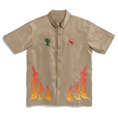 【熱賣精選】Travis Scott ts Cactus Jack Button Down 重工刺繡紐扣襯衫