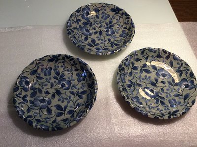 全新日本進口有古窯美濃燒花卉瓷餐盤組/寬22.5cmx高3.5cm/三個一組/原價$1200/ $860