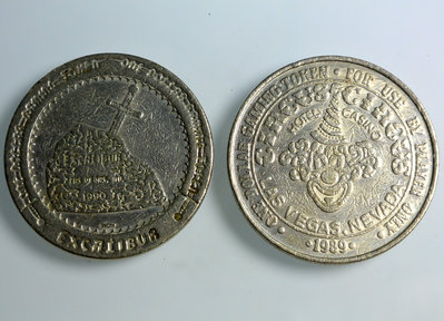 美國 1989年 1990年 拉斯維加斯 代幣 二枚合拍