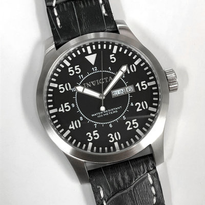 全新現貨出清價 可自取 INVICTA 11188 手錶 48mm 黑面盤 日期視窗 黑色皮錶帶 男錶
