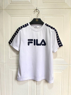 7度c 運動品牌 FILA 肩邊緞帶LOGO排汗透氣衫 上衣 青少年 155cm 男款 101元起標