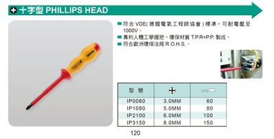 //附發票(東北五金)正台灣製 ALSTRONG 電工絕緣螺絲起子 (十字 5*80mm) IP1080