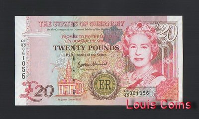 【Louis Coins】B862-GUERNSEY-2012根西島紀念紙幣,20 Pound