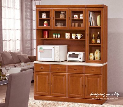 【設計私生活】柏尼樟木色5.3尺石面餐櫃、碗盤櫃(免運費)A系列230A