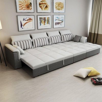 簡約現代拆洗多功能儲物布藝沙發床折疊小戶型客廳雙人兩用推拉床~特價