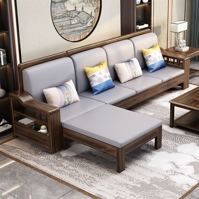 現貨熱銷-新中式紫金檀木全實木沙發客廳家具組合現代簡約轉角大小戶型沙發~特價