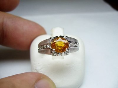 [吉宏精品交流中心]93分 天然黃寶石 天然鑽石 白K金 造型 戒指