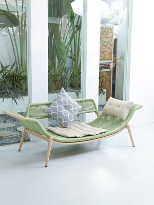 貴妃躺椅組合沙發椅陽臺藤椅懶人客廳家用綠色休閑~特價