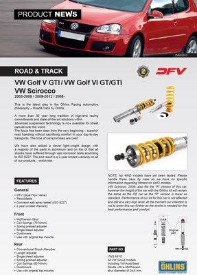 VW 福斯 Golf GTI V 五代 5代 03-08 專用 瑞典 Ohlins Road &amp; Track 避震器