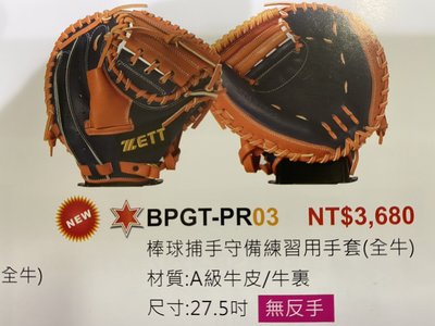 野球人生---ZETT 棒球捕手守備練習用手套 BPGT-PR03