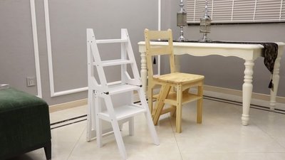 倉庫現貨出貨家用多功能梯子凳折疊樓梯椅子室內兩用踏步凳子變梯子實木登高凳