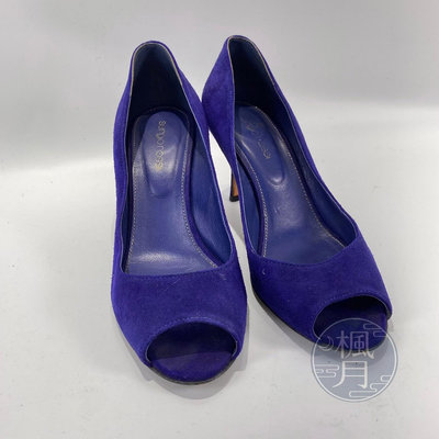 【一元起標 04/16】SERGIO ROSSI  寶藍色 魚口 麂皮 高跟鞋 #37 精品高跟鞋 精品女鞋