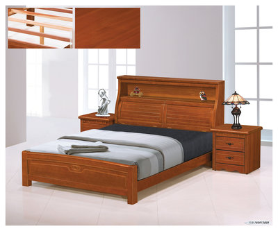 鴻宇傢俱~(PI)8-3 菲妮拉6尺雙人加大柚木色書架型床台/床架-床頭箱+床架