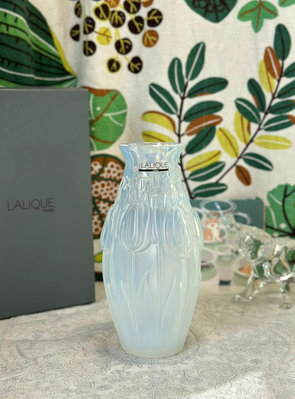（可議價）-二手 法國中古 Lalique萊儷郁金香歐泊水晶花瓶 文玩 擺件 古玩【金善緣】178