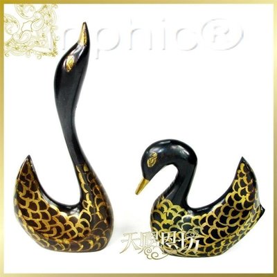 INPHIC-印度進口彩銅純手工彩繪銅天鵝擺飾一對家居擺飾裝飾品