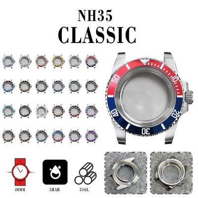 【熱賣下殺】手錶集市手錶配件 316L精鋼透底錶殼 40mm藍寶平鏡 適用日本NH35NH36機芯