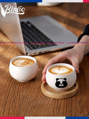 咖啡杯拉花專用杯子熊貓陶瓷精致手握蛋杯拉花缸套裝拿鐵杯-zero潮流屋