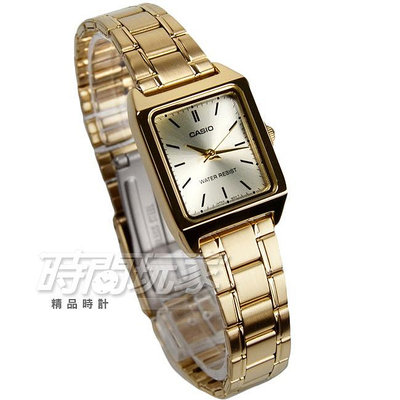 CASIO卡西歐 LTP-V007G-9E 復古簡約方形指針女錶 防水手錶 金色 不銹鋼 【時間玩家】