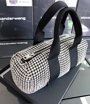 100％原廠 Alexander Wang包包同款流蘇閃亮的鉆石包手工鑲鉆水鉆包金屬亮片水桶包