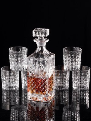 下殺 熱賣中#威士忌水晶玻璃酒具7件套裝洋酒杯家用歐式創意空紅酒瓶醒酒器樽#密封罐#水杯#酒杯