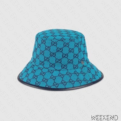 【WEEKEND】 GUCCI GG Multicolour 滿版Logo 帽子 漁夫帽 藍色 656573