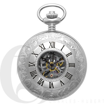 白色貴族 Charles-Hubert 雙錶蓋縷空古典懷錶 (古典銀) (市價4980元)