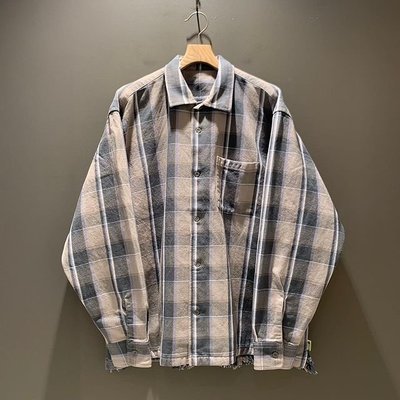 現貨#BEAMS SSZ BS SUSO CUT SHIRTS 毛邊格子長袖襯衫外套