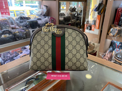 ☆最愛二手精品☆ GUCCI GG 近全新 PVC貝殼包復古款斜背包肩背包斜背包 ophidia 綠紅綠 蔡依林 499621 C4651