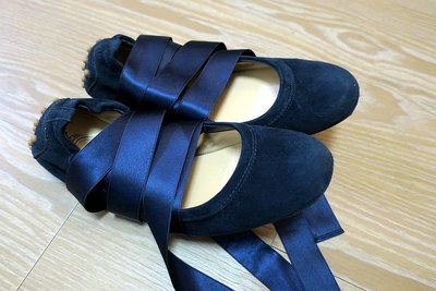 *Beauty*TOD'S深藍色緞帶芭蕾舞鞋 豆豆鞋 36.5號 CR 特價出清